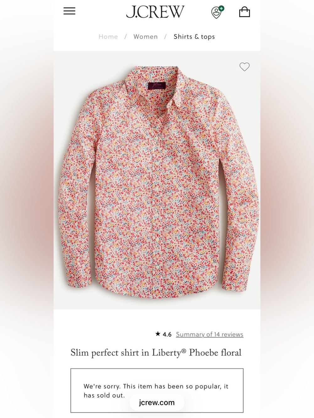 J. Crew Slim Fit Button Down Phoebe Floral Size XL Like New Condition